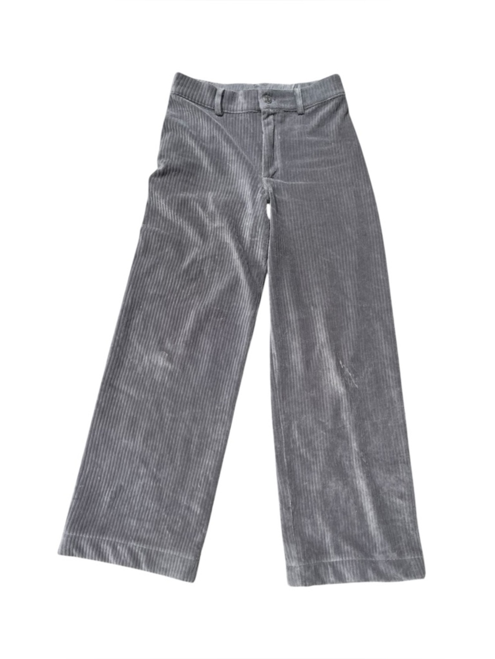 Gray Wide-Leg Corduroy Pants